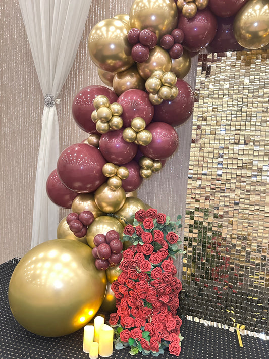 Luxury Red & Gold Garland with Roses in the Greater Toronto Area